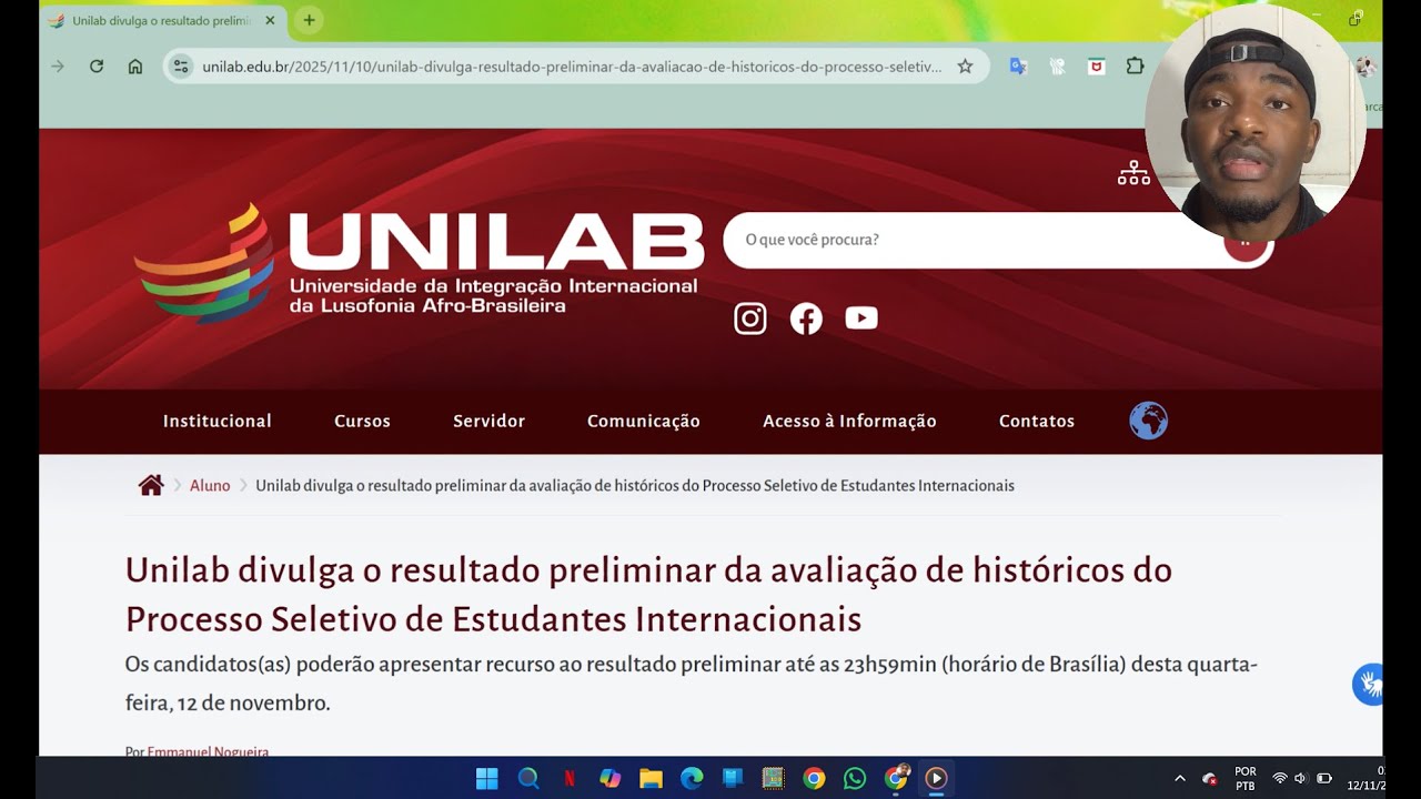COMO CONSULTAR LISTAS E SOLICITAR RECURSO: Bolsa dA  UNILAB - Brasil