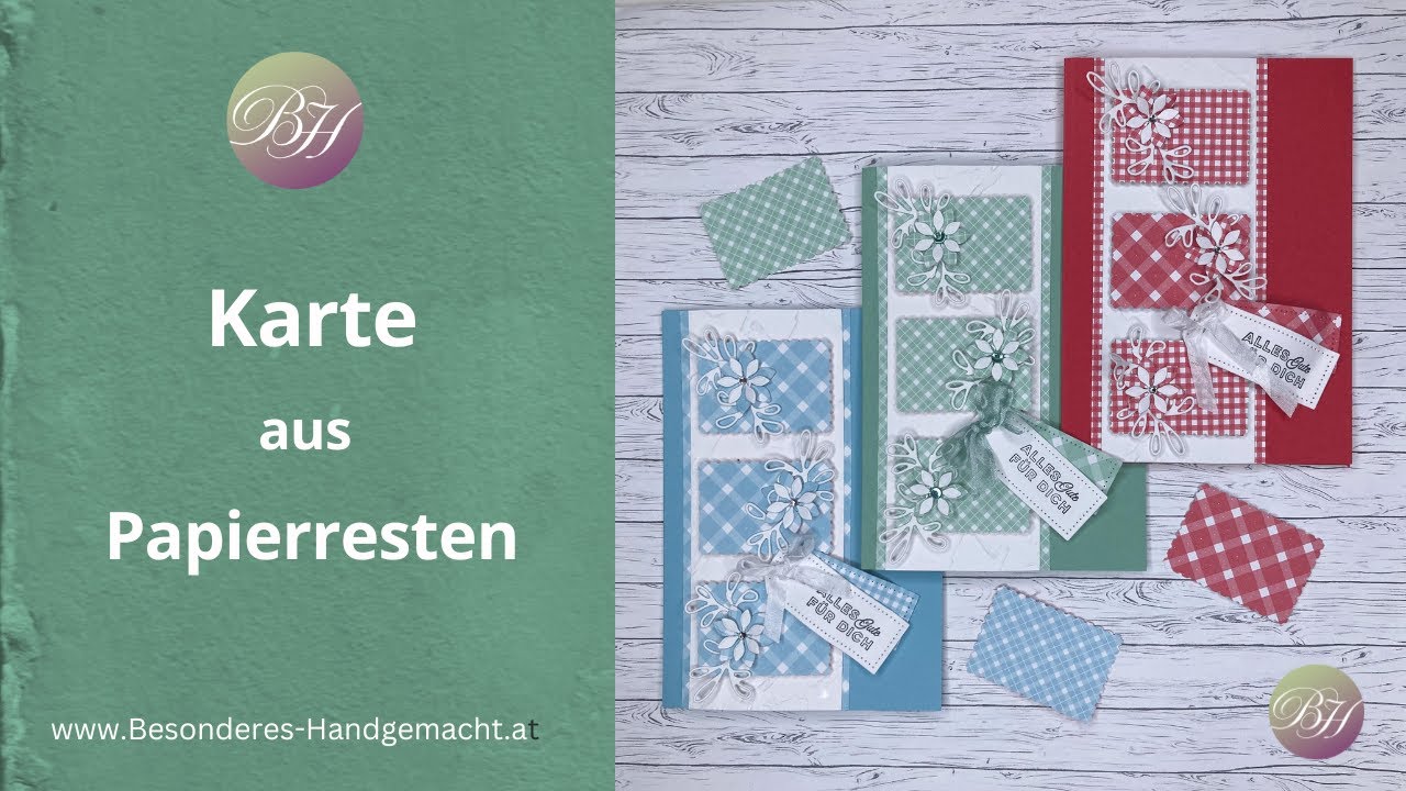 Karte aus Papierresten / Resteverwertung / materialsparend / rustikales Karo / Stampin' Up!