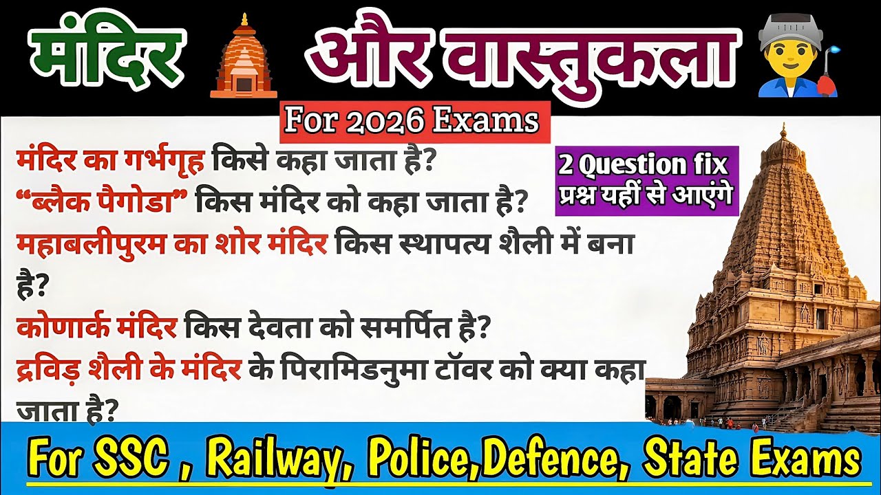 Temple 🏯 and Architecture | Detailed Explanation with Questions for Government Exams ✍️ | Examlight 