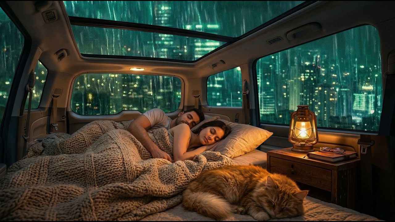 Cozy Rain in Car at Night 🌧️ Sleeping During Heavy Rain | ASMR Rain Sounds for Sleep
