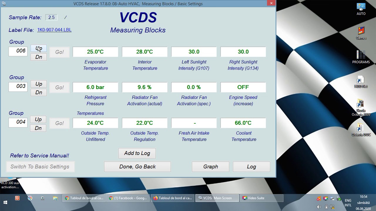 VCDS (Vag-Com) - Vw Golf Mk5 - Auto HVAC - measuring blocks