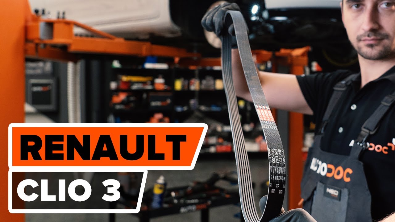 How to change serpentine belt on RENAULT CLIO 3 [TUTORIAL AUTODOC]
