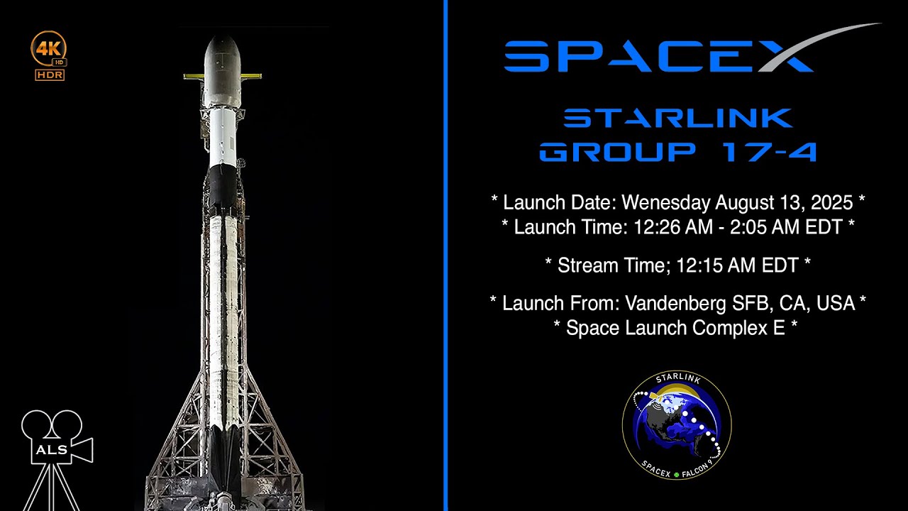🚀 SpaceX Starlink Group 17-4 Launch From Vandenberg, CA - August 14, 2025 - 4K 🚀