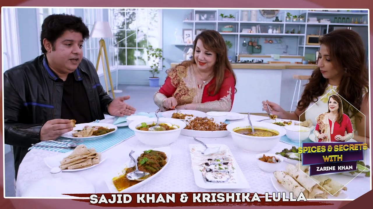 Sajid Khan & Krishika Lulla Enjoying the Dahiwala Baingan & Chicken Korma With Chef Zarine Khan