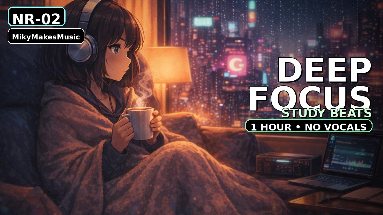 Neon Rain Lofi Study Mix (1 HOUR) 🌧️ No Vocals — Beats to Study / Code / Focus | NR-02