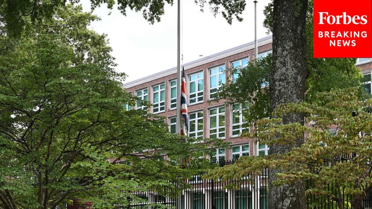 Flag At British Embassy In Washington DC Lowered To Half Mast In Honor Of Queen Elizabeth II