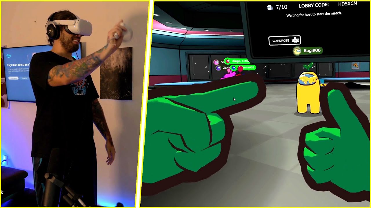 RAKIN JOGANDO AMONG US VR COM CELLBIT, ZAHIR, GABI, LJOGA E DANIELS | RAKIN