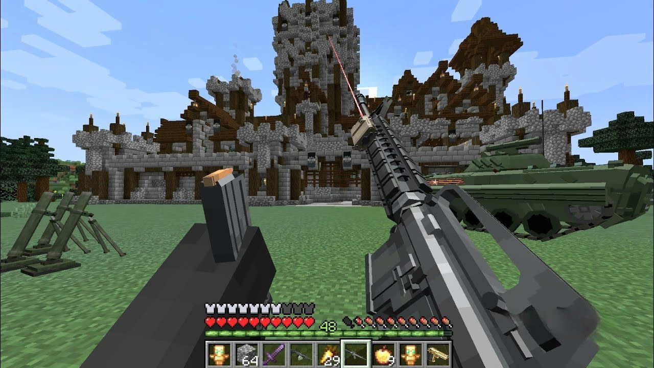 I DESTROYED Pillager's Castle With MODERN GUNS And Saved Villagers!