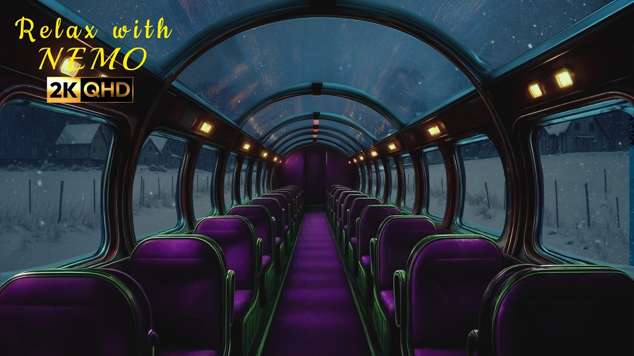 Relaxing Winter Snowy Night Train Ride ❄️ Polar Express 🚆 Dimly Lit Train Ambience for Sleep & Relax