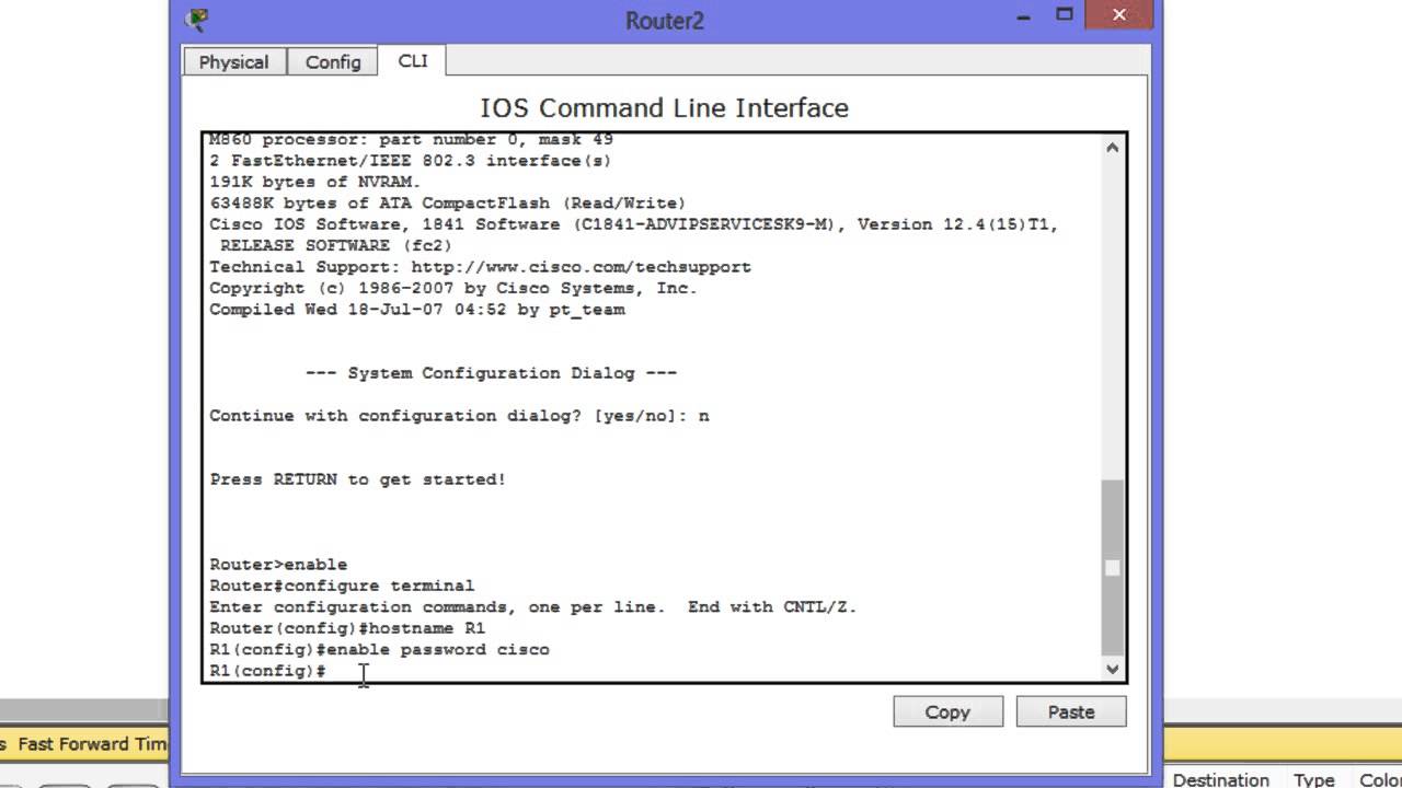 Configuracion básica de un router Cisco con Packet Tracer