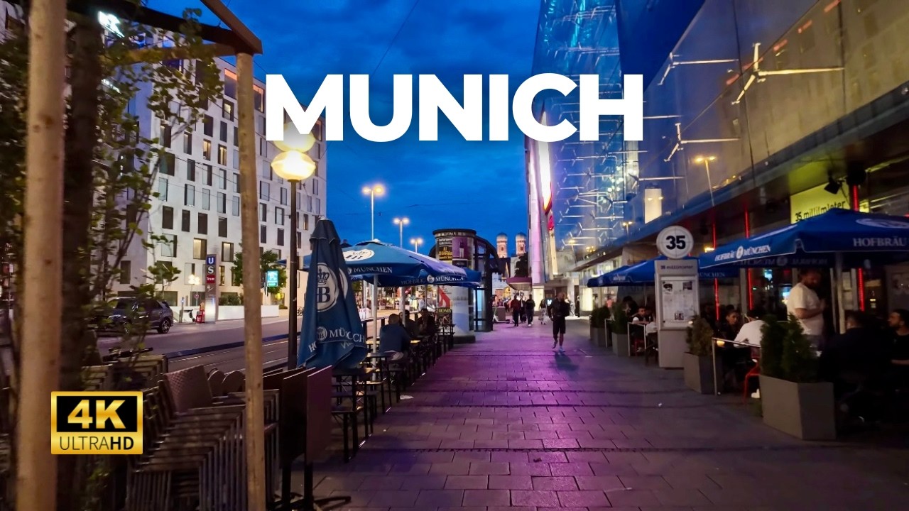 Munich, Germany - Summer Night Walk  - 4K
