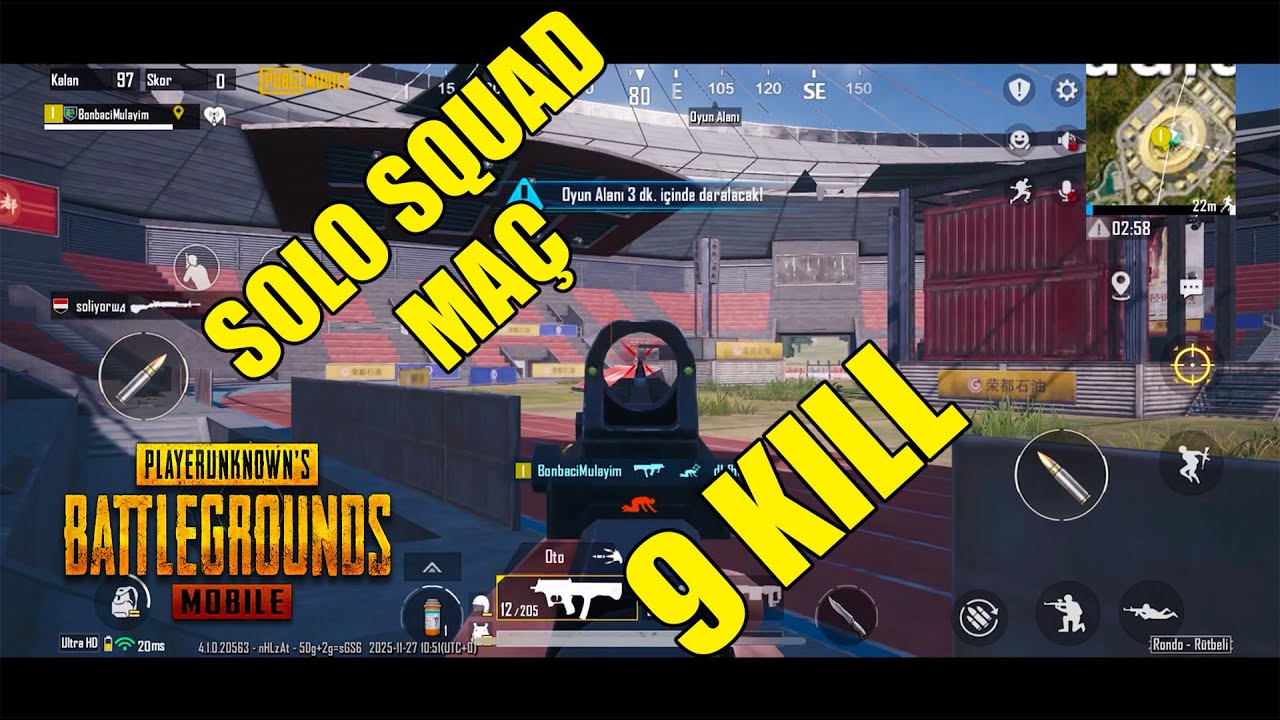 Pubg Mobile Stadium iniş 9 eleme