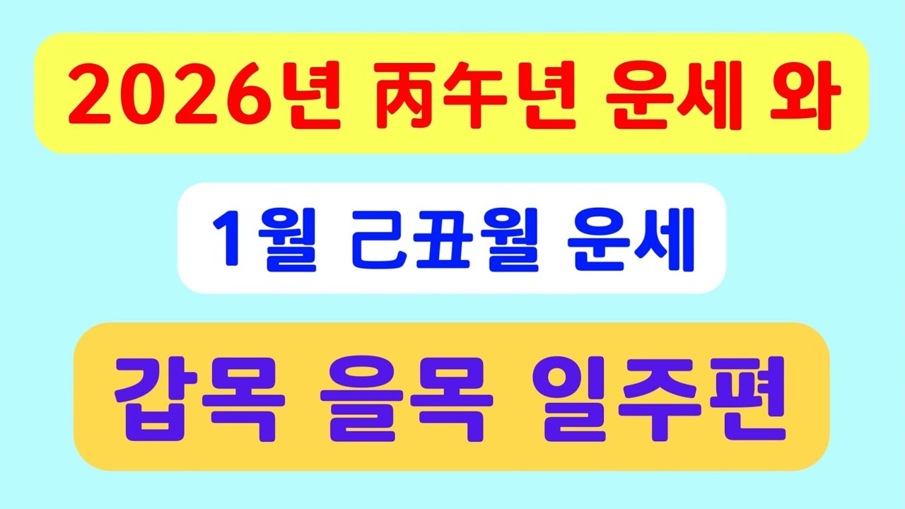 2026년 병오년운세와 1월운세(갑목일주 을목일주편) #2026년운세 #병오년운세