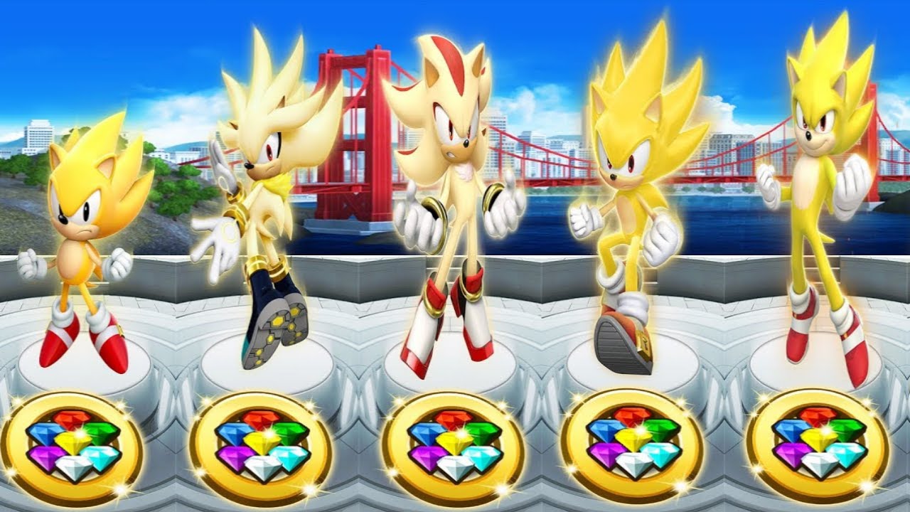 Sonic Forces All Five Super Characters - Movie Super Sonic, Shadow, Classic S, Silver & Super Sonic