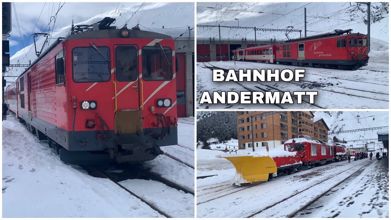 Züge beim Bahnhof Andermatt | Trains at Andermatt station (2021)