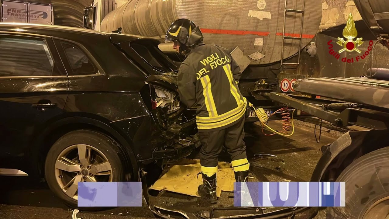 Maxitamponamento sulla A/20 all’interno della galleria Villafranca