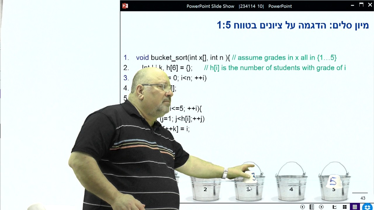 10.9 מיון דליים מימוש וסיבוכיות