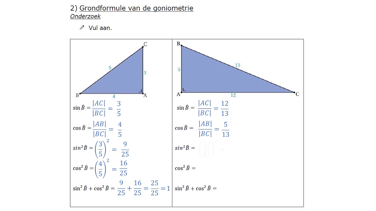 Formules uit de goniometrie