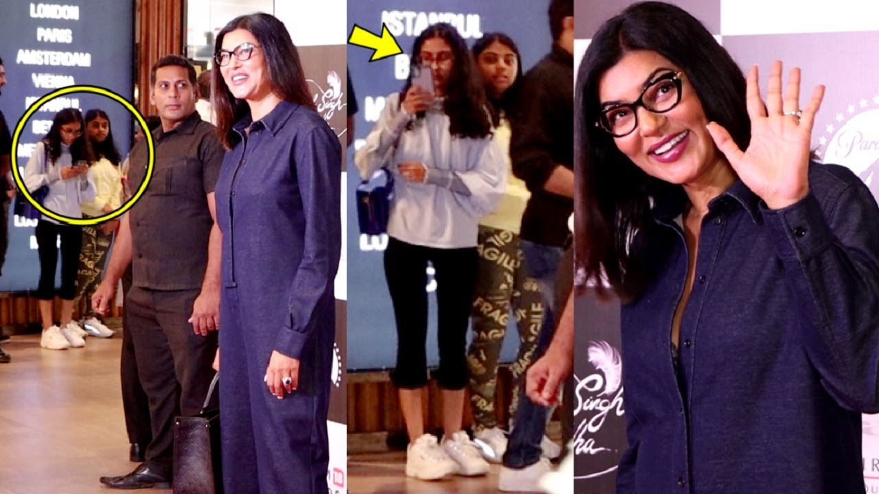 Sushmita Sen Adopted Daughters Renee & Alisah Sen Wait Politely As Mom Poses For Media| LSC Premiere