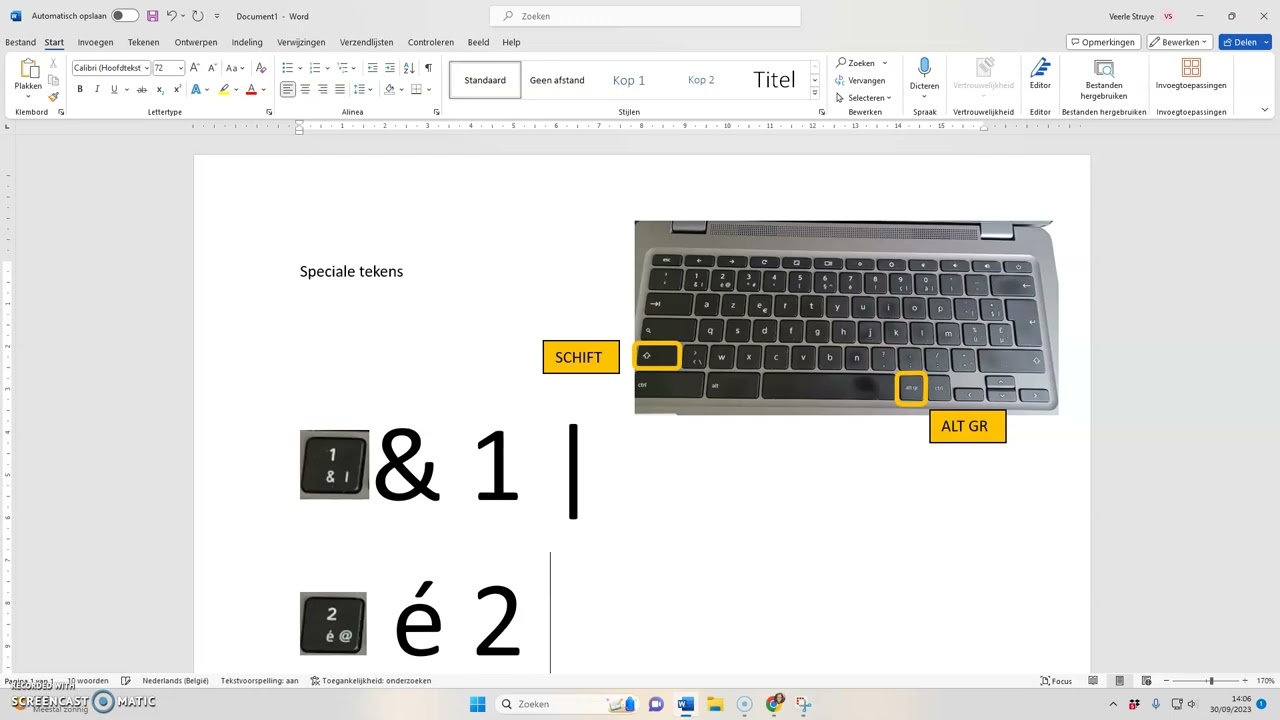 WORD Speciale tekens toetsenbord