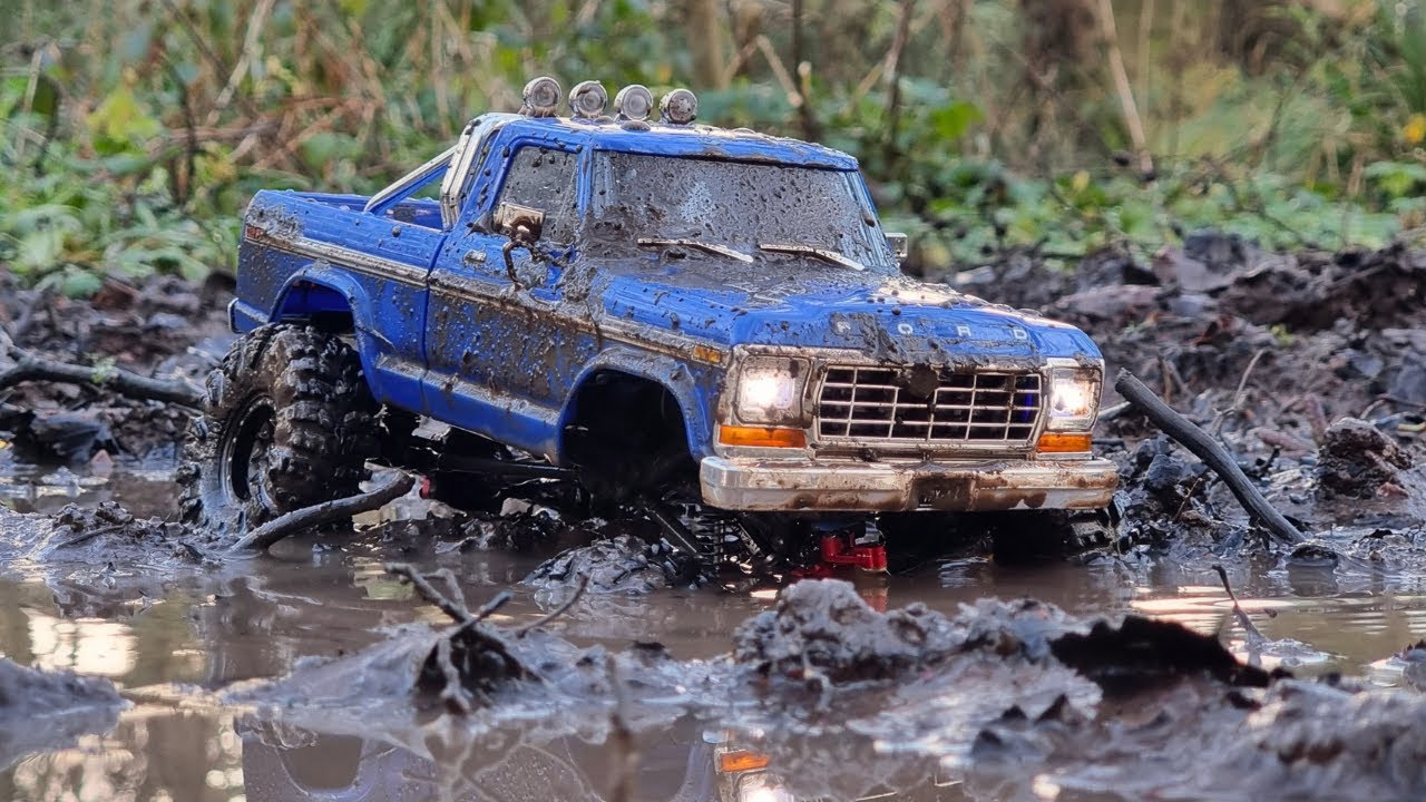 Ford F150 Mud & Trail Run - Traxxas TRX4M High Trail mini Mega Mud Truck 1/18 Scale RC Crawler