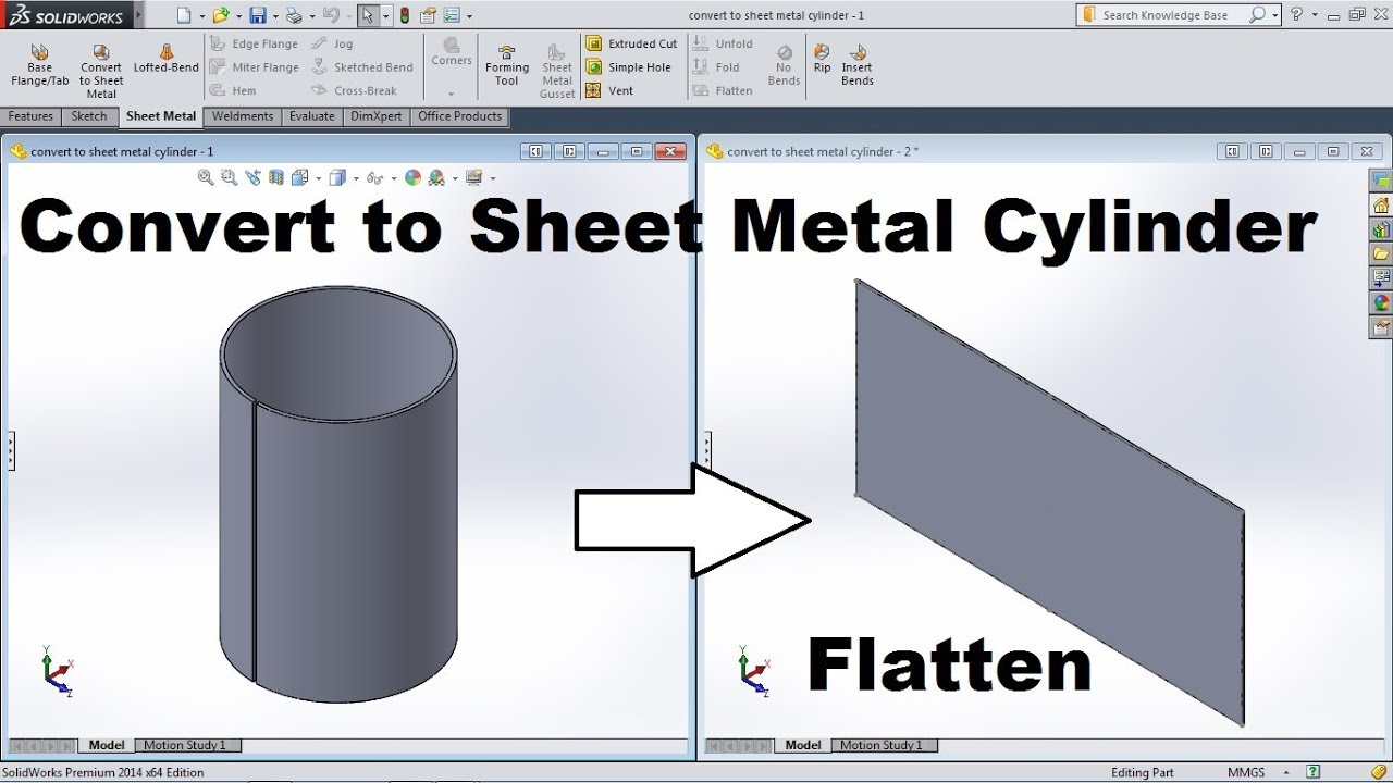 SolidWorks Convert to Sheet Metal Cylinder