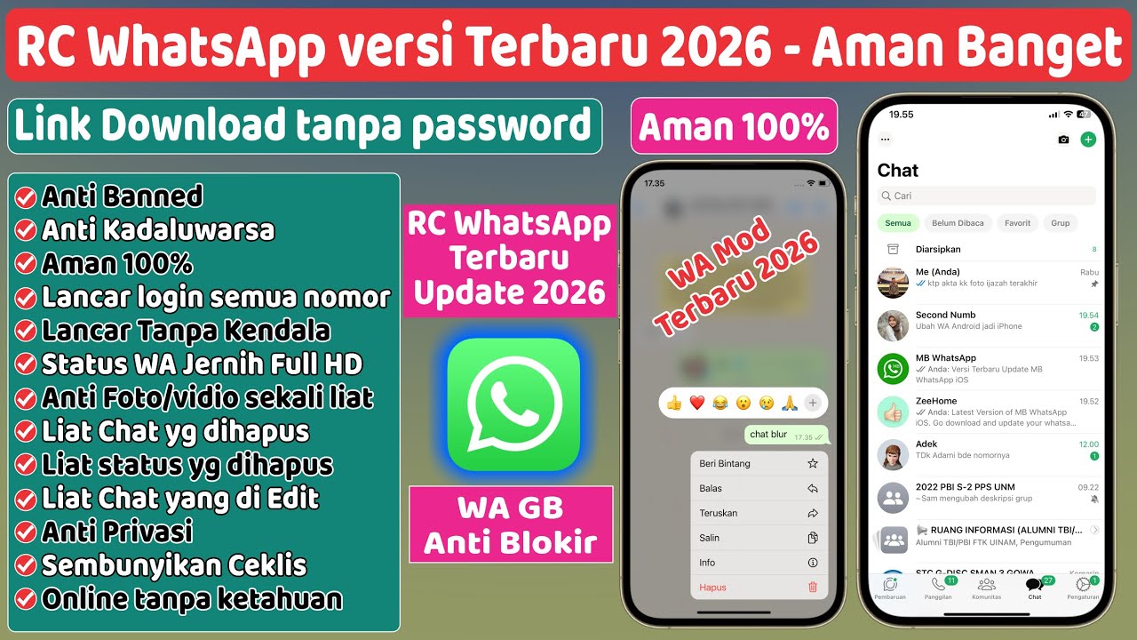 Последняя версия WhatsApp RC 2026 ⚡WA Mod безопасна для всех Android-устройств, защита от истечен...