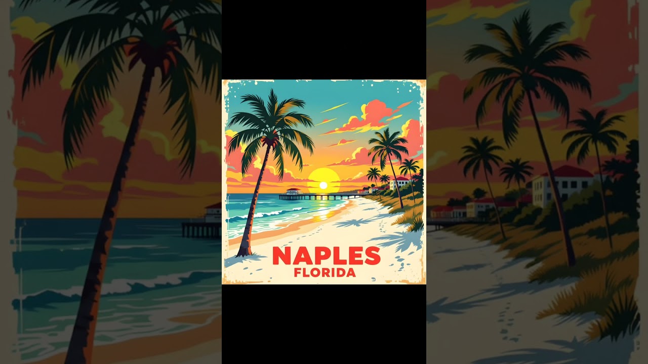 Naples, Florida &ndash; Vintage Watercolour Travel Poster #lsvart #NaplesFlorida #FloridaArt #Vintage