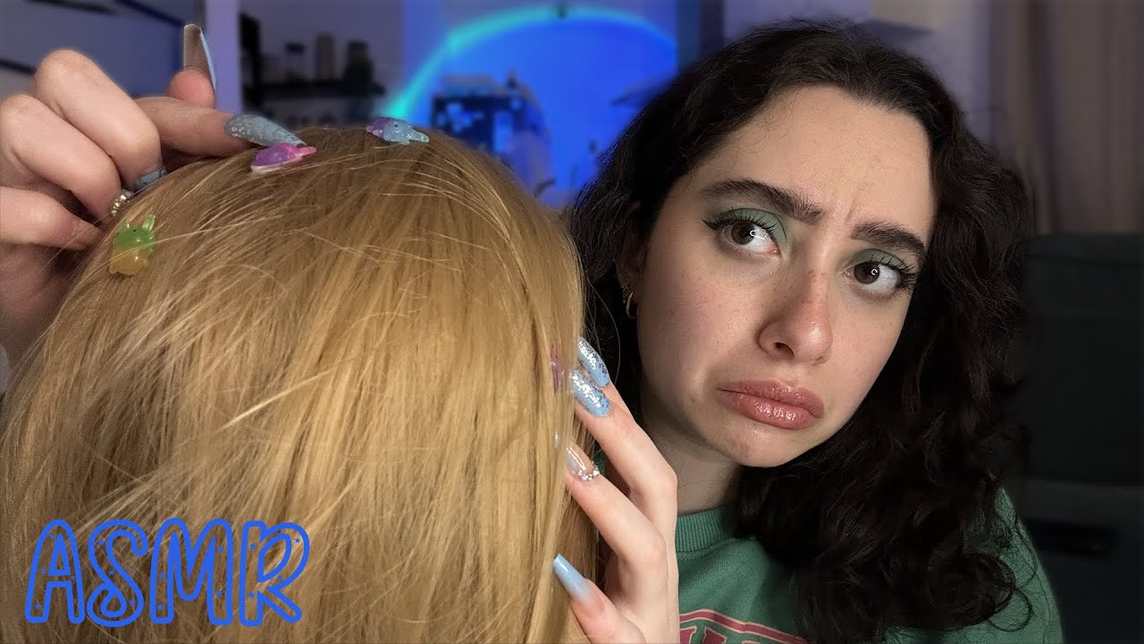 🌙ASMR FRANÇAIS : POV, T'ES CHEVEUX SONT SALES SUITE À UNE RUPTURE..💔(gratouille,scalp,bugs..)
