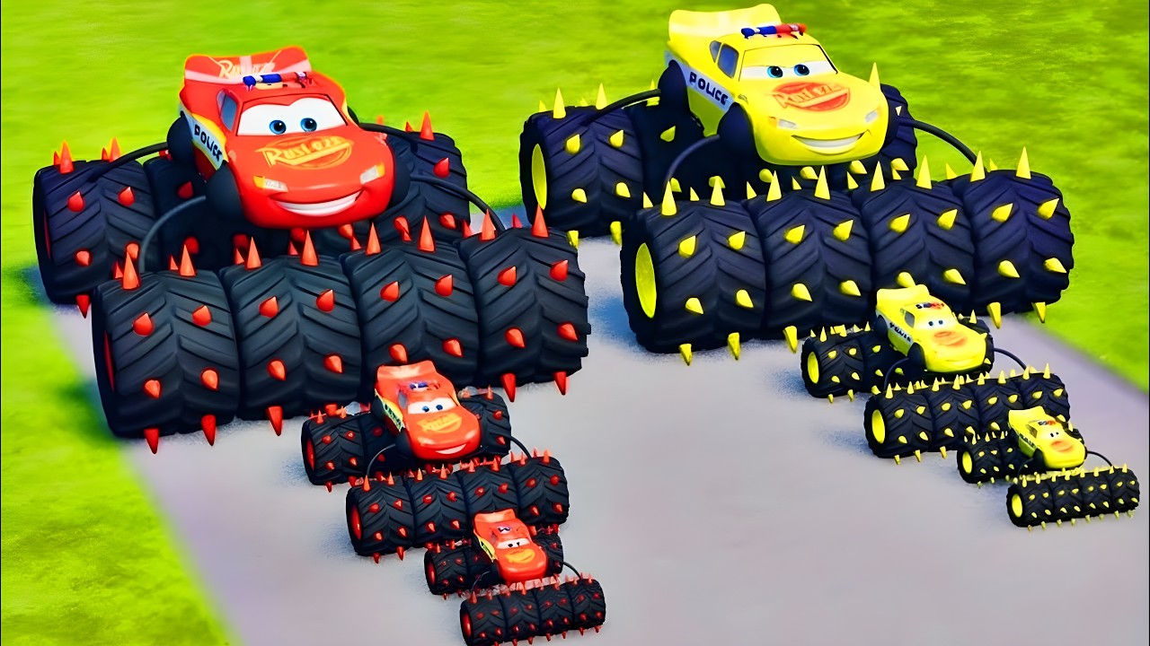 Big & Small McQueen Police VS Spider Train | BeamNG.drive