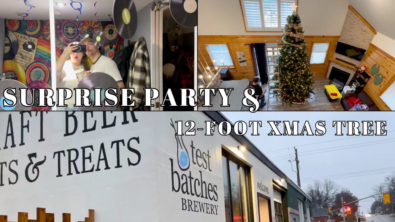vlog | a 30th surprise party & 12-foot christmas tree decorating! | Juliana Payne