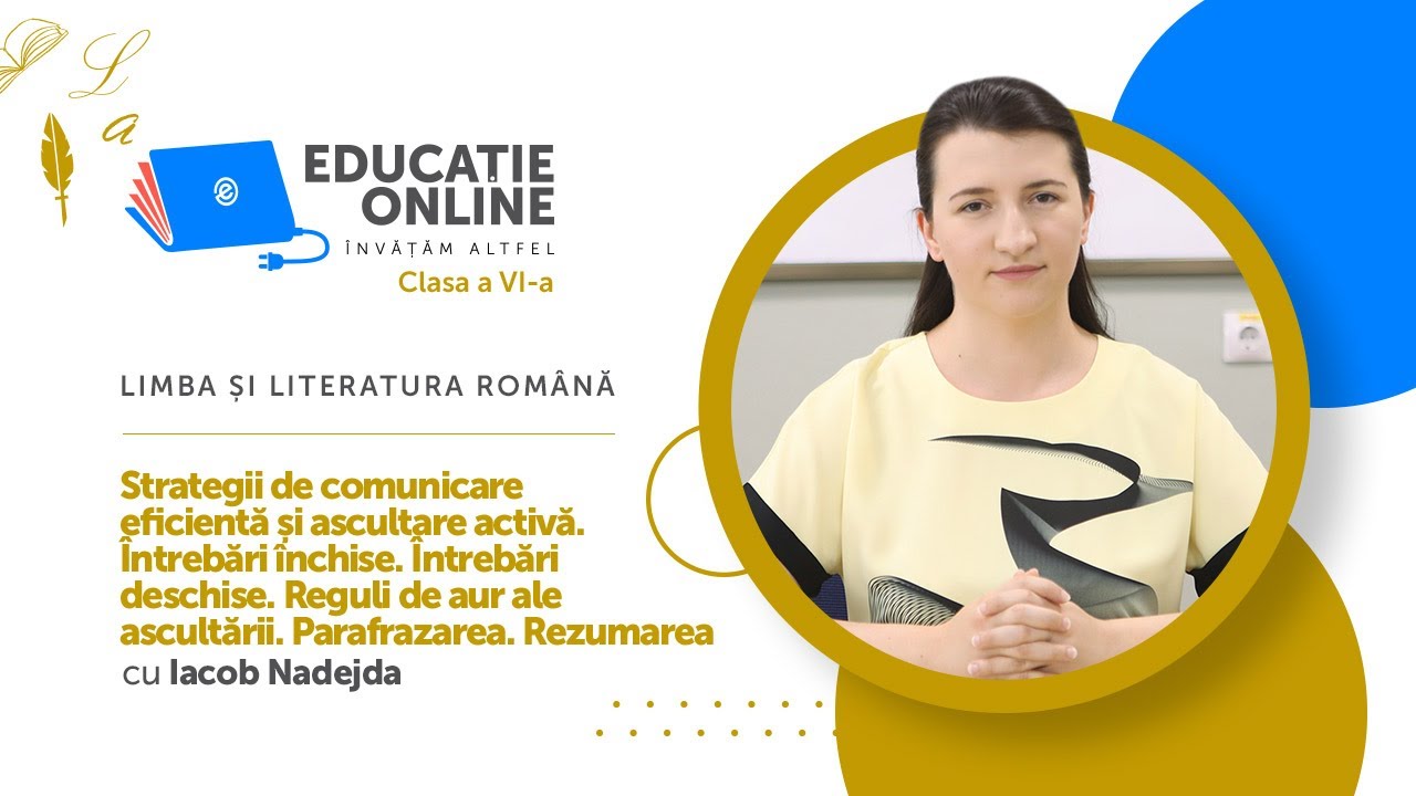 Limba și literatura română, Clasa a VI-a, Strategii de comunicare eficientă și ascultare activă...