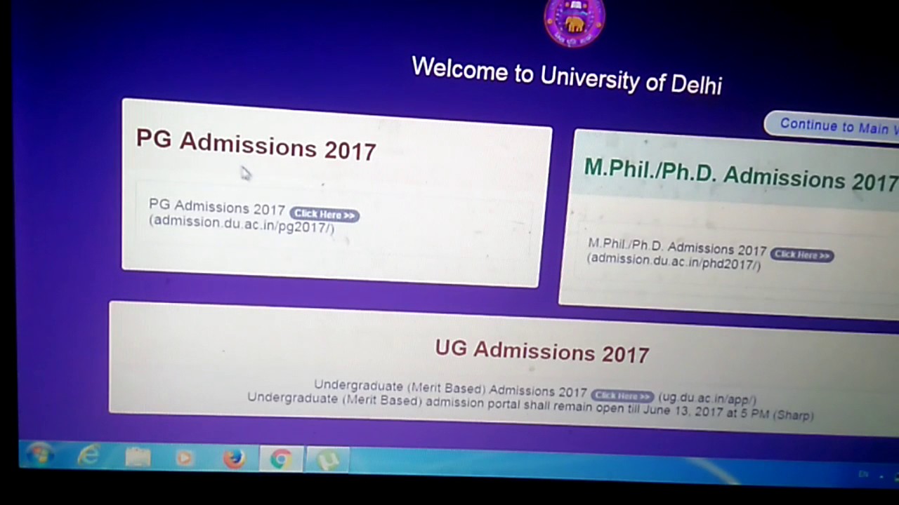 Delhi University post graduate Admission 2017-18