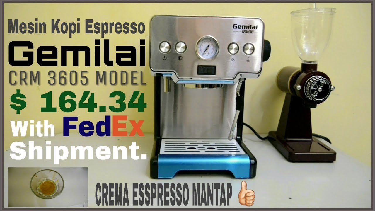 Unboxing & Tester Mesin Kopi Espresso Murah GEMILAI CRM3605 Model