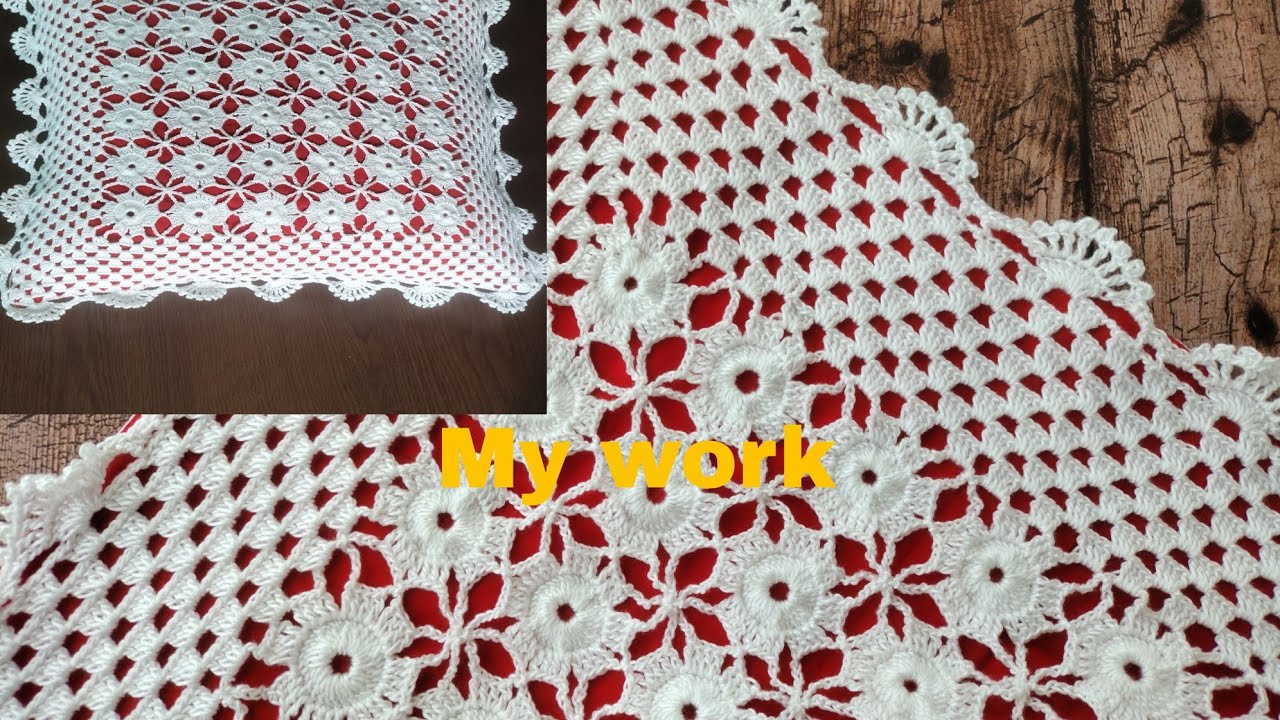 কুশিকাটার তৈরি  কুশন কভার।crochet cushion cover very easy .part 2
