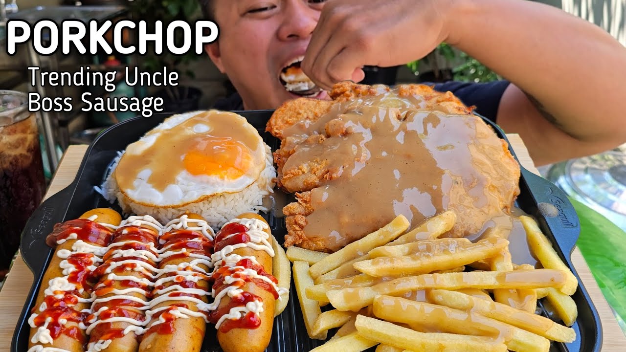 PORKCHOP | TRENDING UNCLE BOSS SAUSAGE | OUTDOOR COOKING | MUKBANG PHILIPPINES