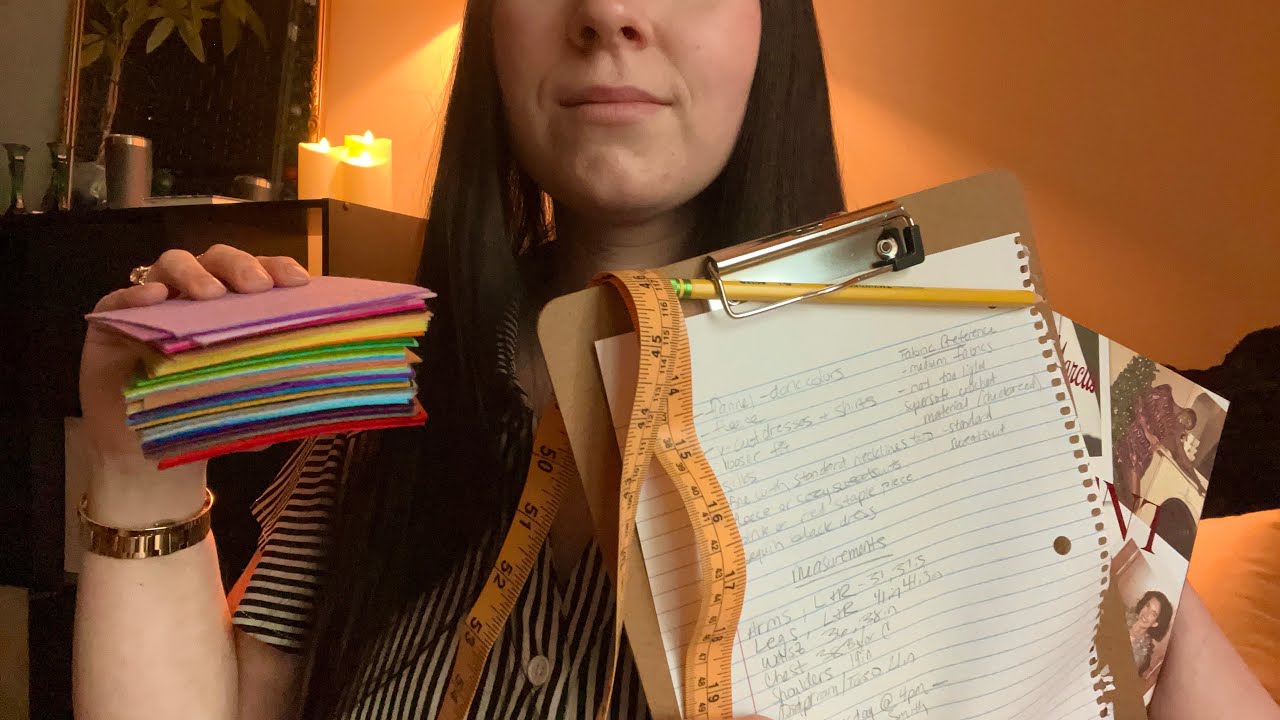 ASMR In Home Clothing Consultation | Color Analysis, Fabric, Magazine, Measuring, Writing Sounds