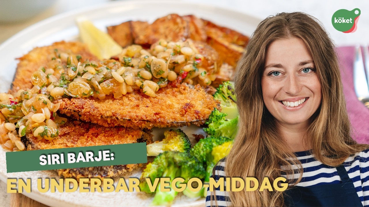 Aubergineschnitzel med agrodolce och vitlöksstekt broccoli - Köket