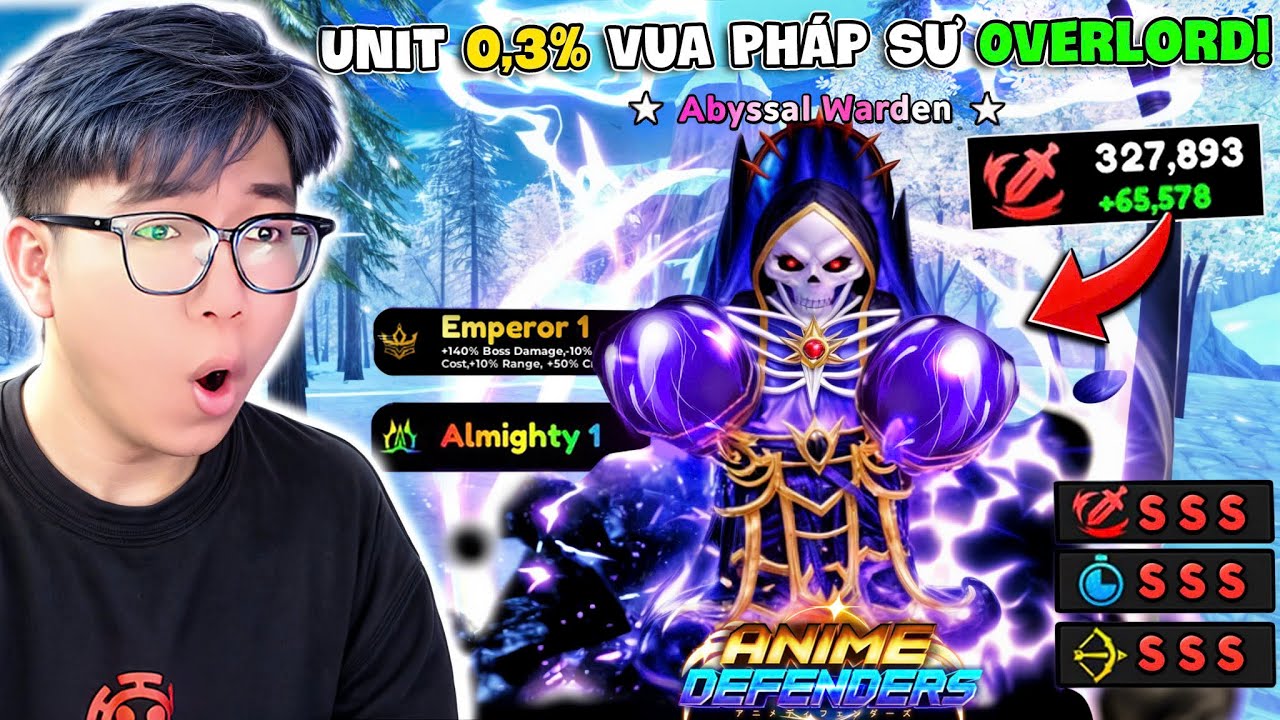 BI HUỲNH LUCKY BOY SỞ HỮU LUÔN ABYSSAL WARDEN 0,3% VUA PHÁP SƯ TRONG ANIME DEFENDERS