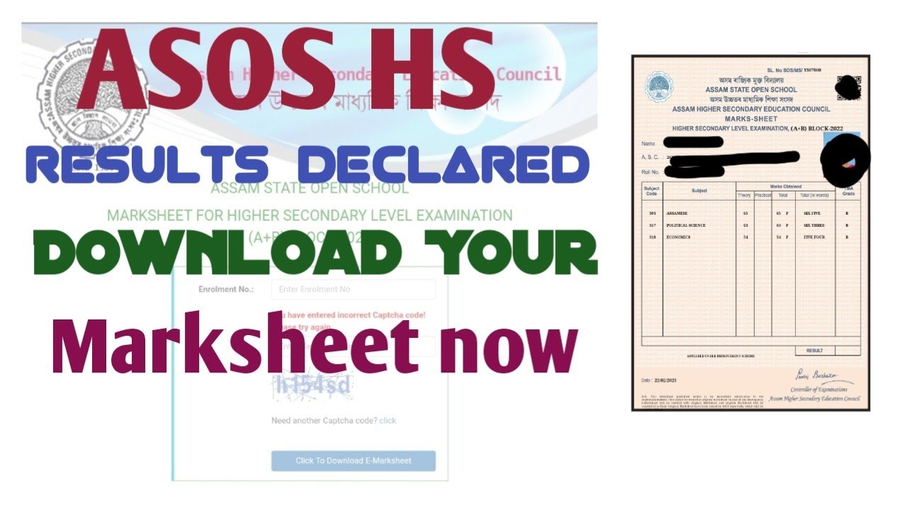 ASOS HS Result declared, Download Marksheet now 👉👉