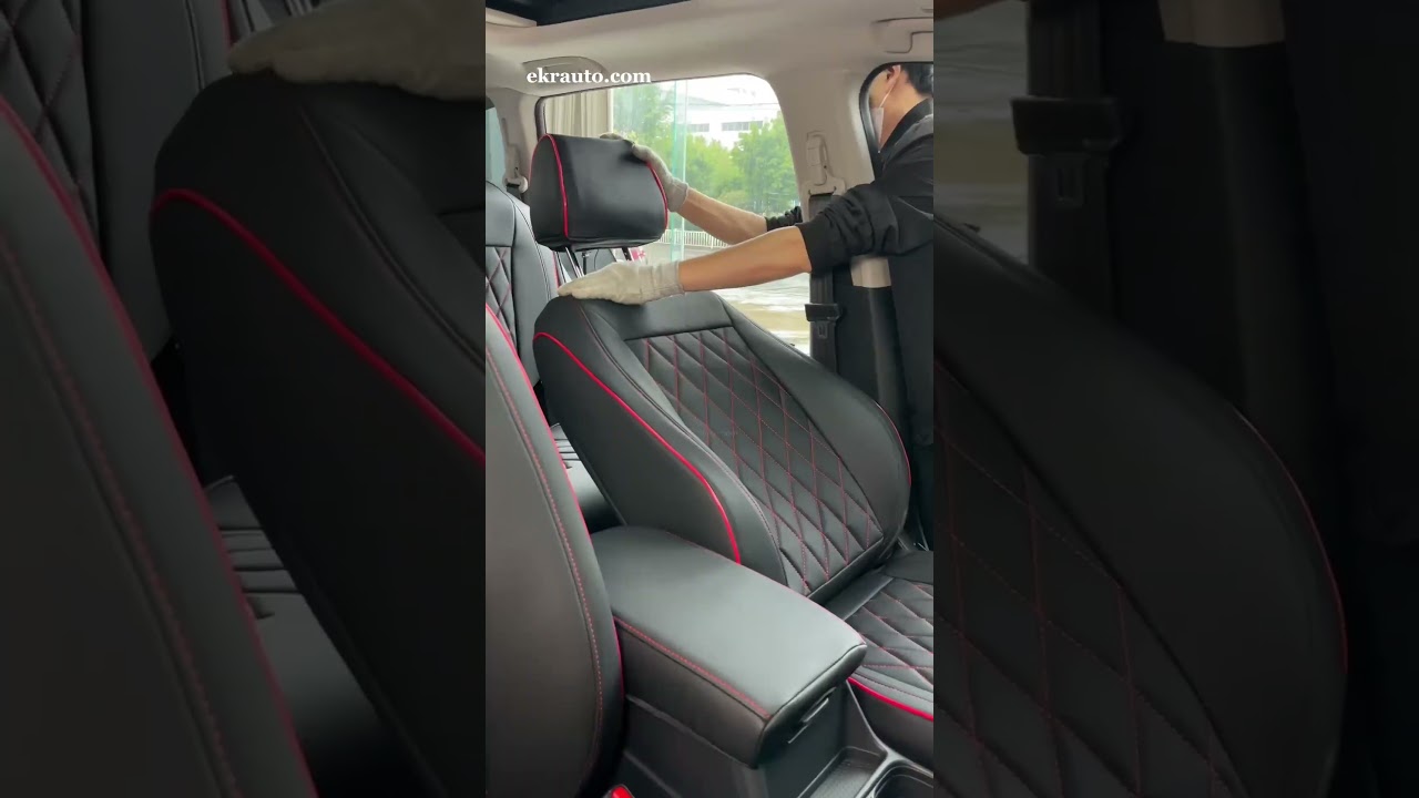 EKR black custom seat cover for Honda CRV #ekr #ekrleather #ekrcover  #ekrseatcovers