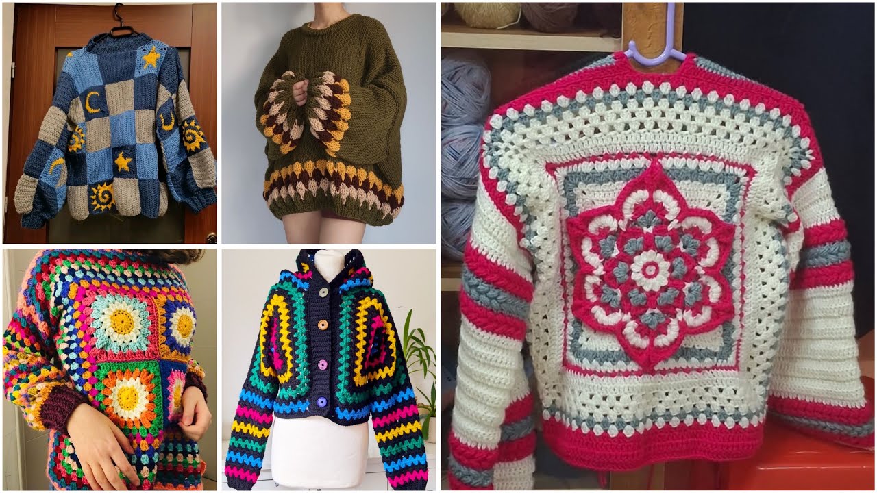 Latest granny crochet pattern fancy sweater cardigan designs 