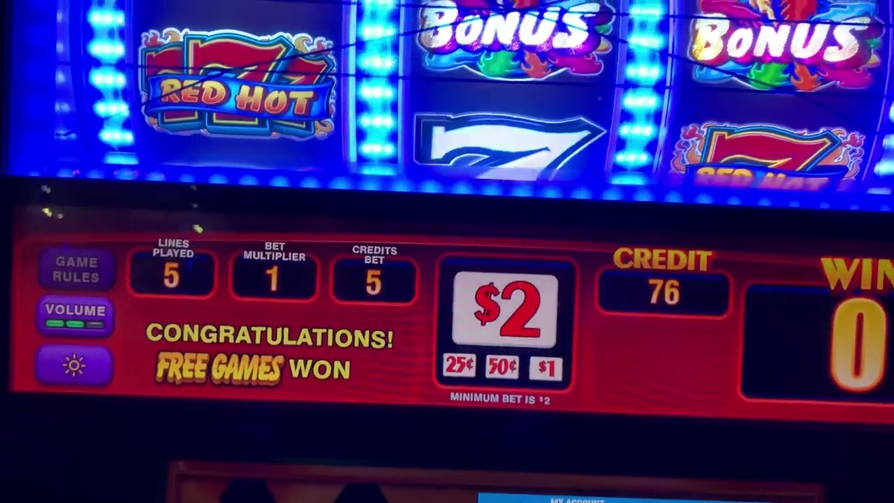 Slot Machine Win on Cruise Ship Triple Red Hot 7s