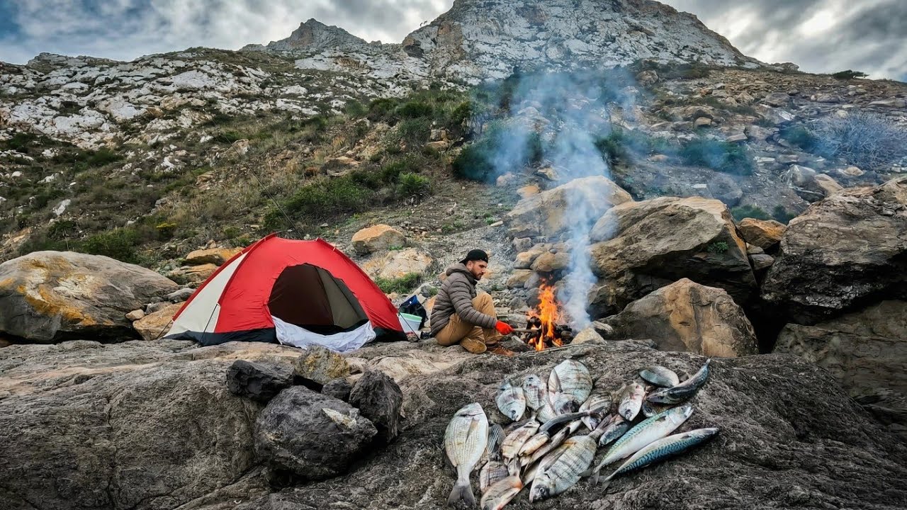 80 Hours SOLO Survival – Pulling Fish from the Rocks
