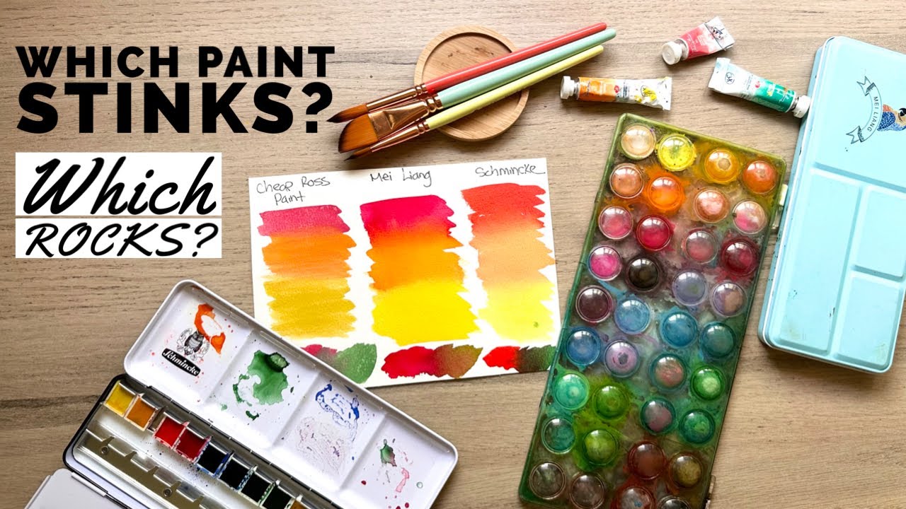 Testing out 3 student grade watercolor paints - Mei Liang, Schmincke, and craft paints
