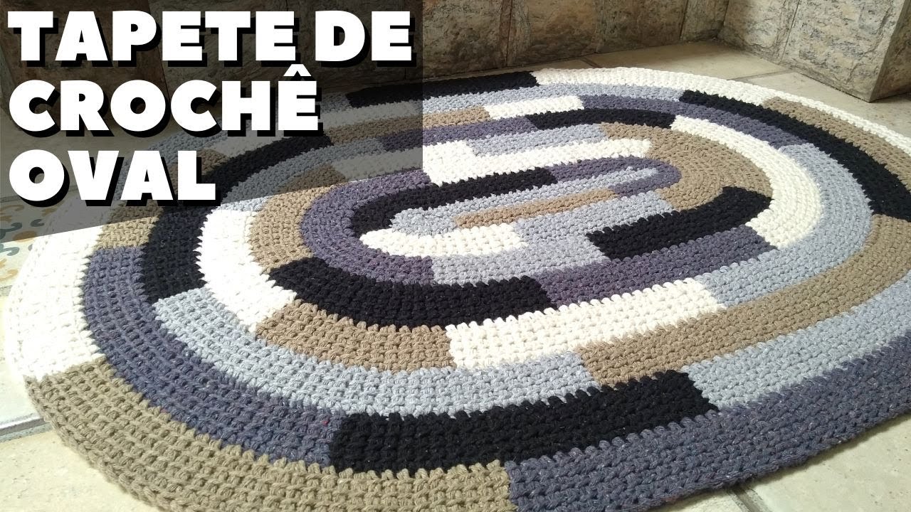 Tapete de crochê oval - Crochê Tunisiano