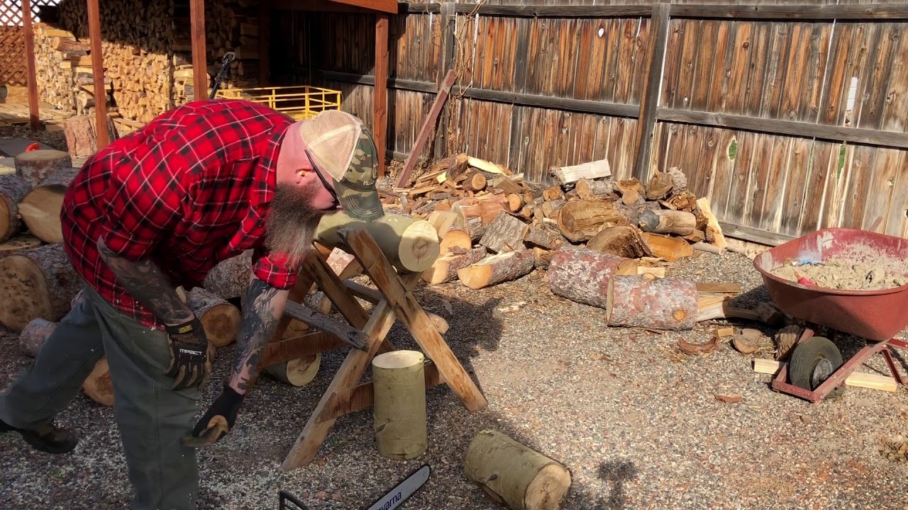 Firewood Sunday! Stacking and bucking.