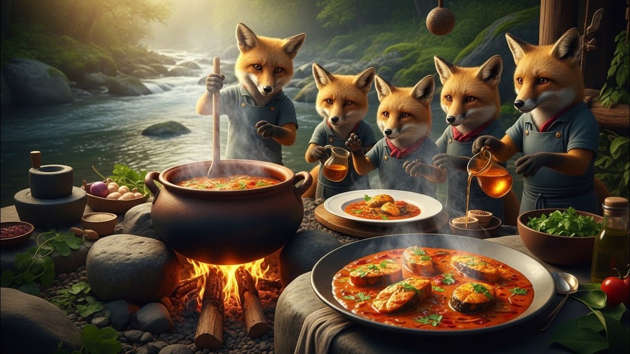 Foxes Made Famous Fish Curry Stew | Secret Ingredient at the Riverbank Kitchen #junglecooking