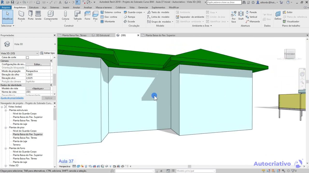 Curso de Revit BIM - Aula 37/64 Telhados - Autocriativo