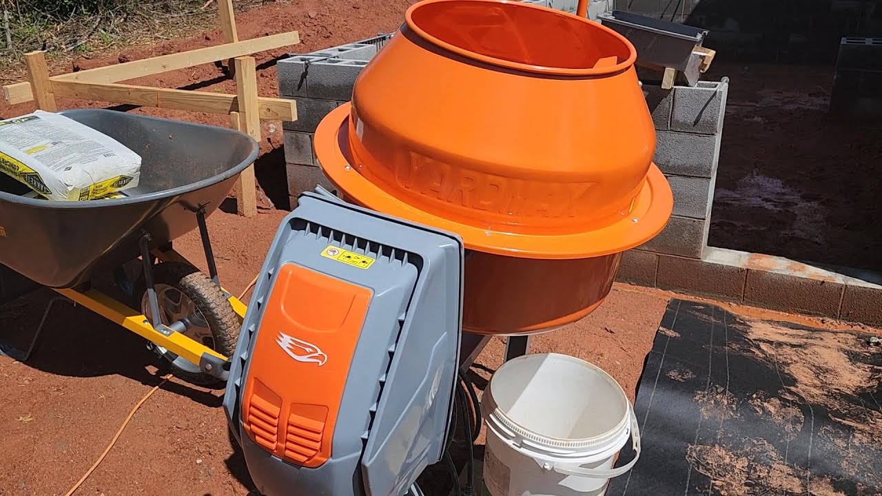 Yardmax 4 cu.ft. Concrete Mixer Waterproof Electric Motor Grouting Cinderblock CMU Cells